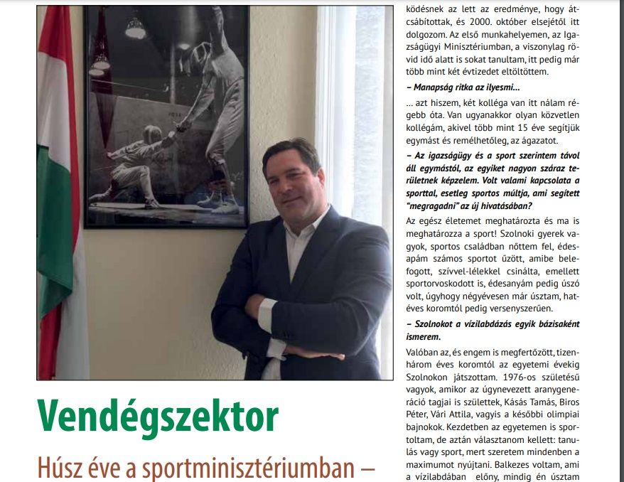 Beszélgetés dr. Fazekas Attila Erik helyettes államtitkárral a Magyar Edző című folyóiratban